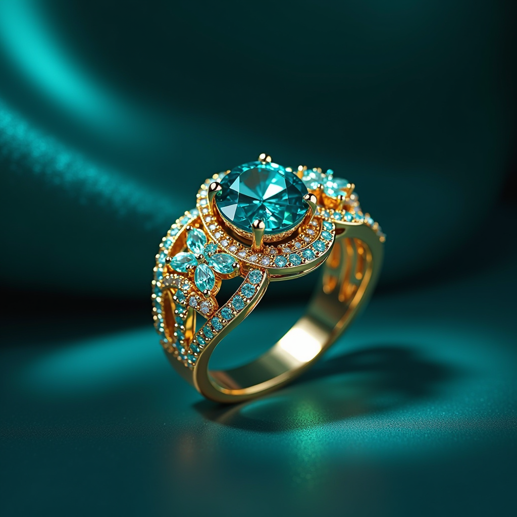 Jewellia - Gioielli di lusso che completano il tuo outfit, design elegante con accenti neon cyan e dettagli dorati, logo moderno e sofisticato
