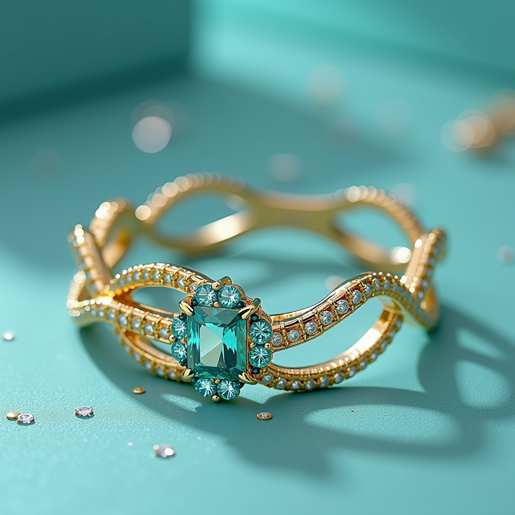 Jewellia - Gioielli di lusso che completano il tuo outfit, design elegante con accenti neon cyan e dettagli dorati, logo moderno e sofisticato