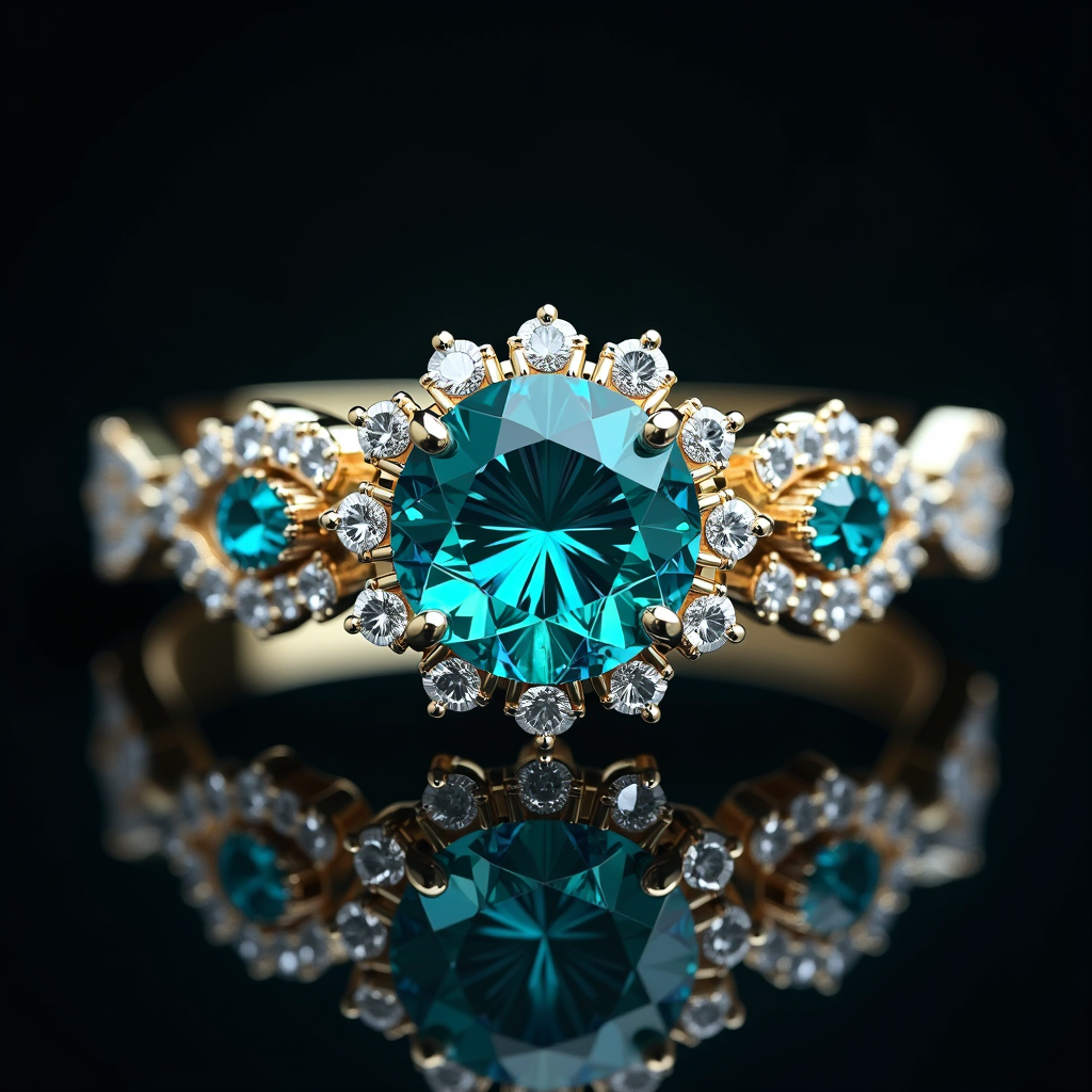 Jewellia - Gioielli di lusso che completano il tuo outfit, design elegante con accenti neon cyan e dettagli dorati, logo moderno e sofisticato