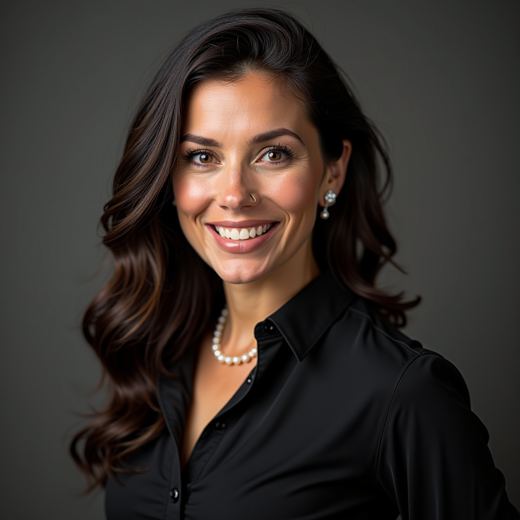 Ritratto professionale di Sofia Rossi, Responsabile Design e Sviluppo Collezioni di Jewellia, specializzata in design contemporaneo di gioielli